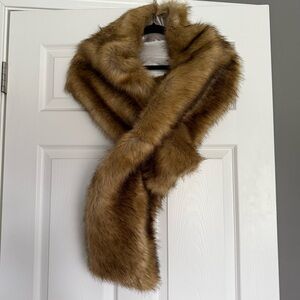 Luxurious Brown Faux Fur Stole Wrap Scarf